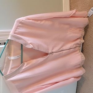 J m collection light pink size large with metallic cuffs and colar brand new
